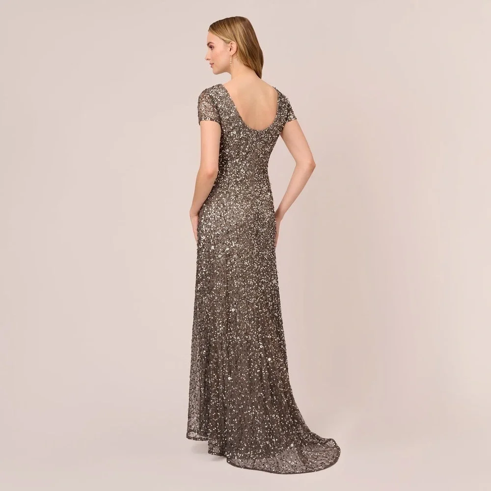 Silver Sequin Adrianna Papell Dress Women’s size 6 Wedding/Bridesmaid/Formal - Picture 2 of 8